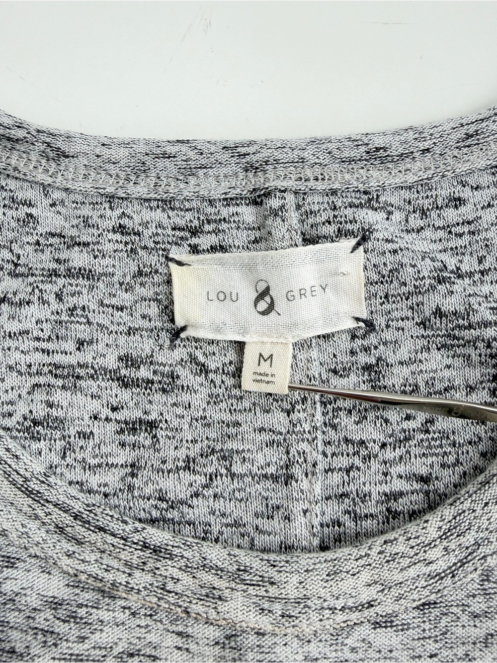 Lou & Grey gray marled pink striped soft short sleeve t-shirt swing dress Medium - Picture 9 of 15